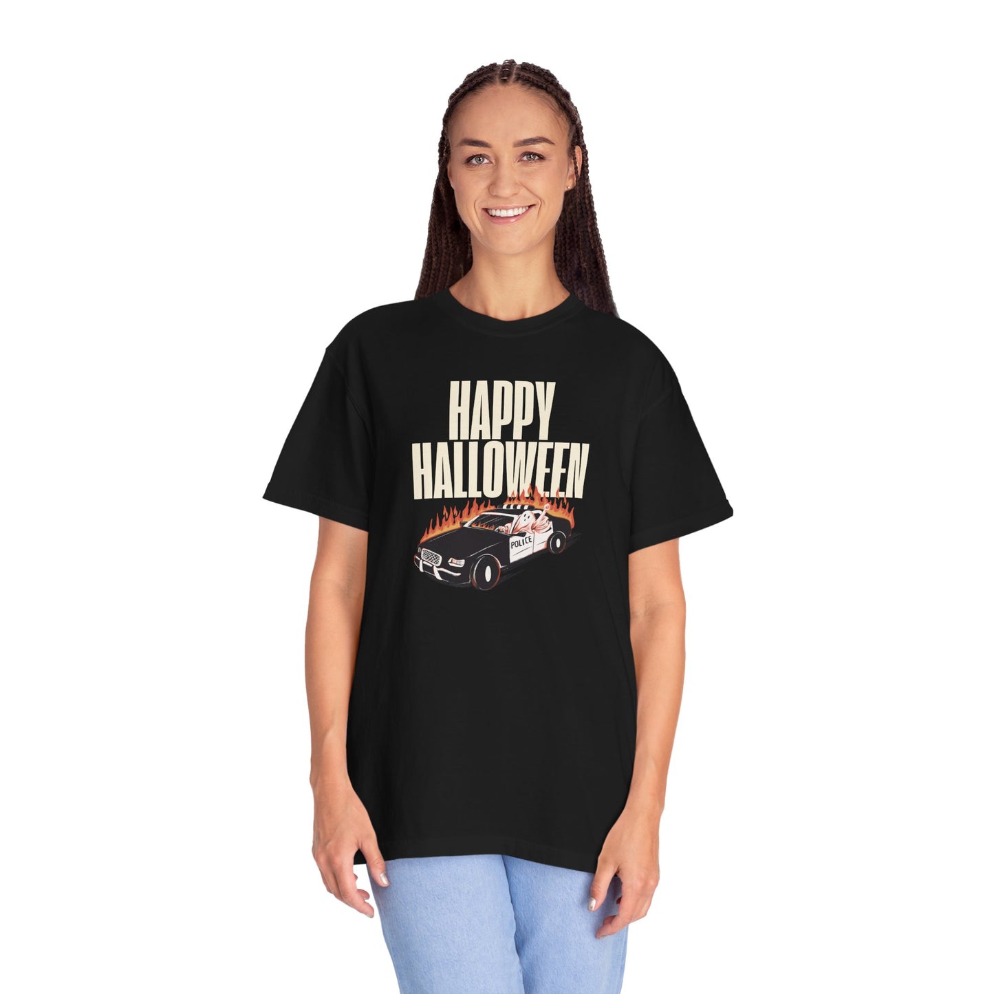 Halloween Car Graphic T-shirt, Unisex Spooky Tee, Fall Fashion, Halloween Costume, Retro Style Shirt, Gift for Halloween Lovers