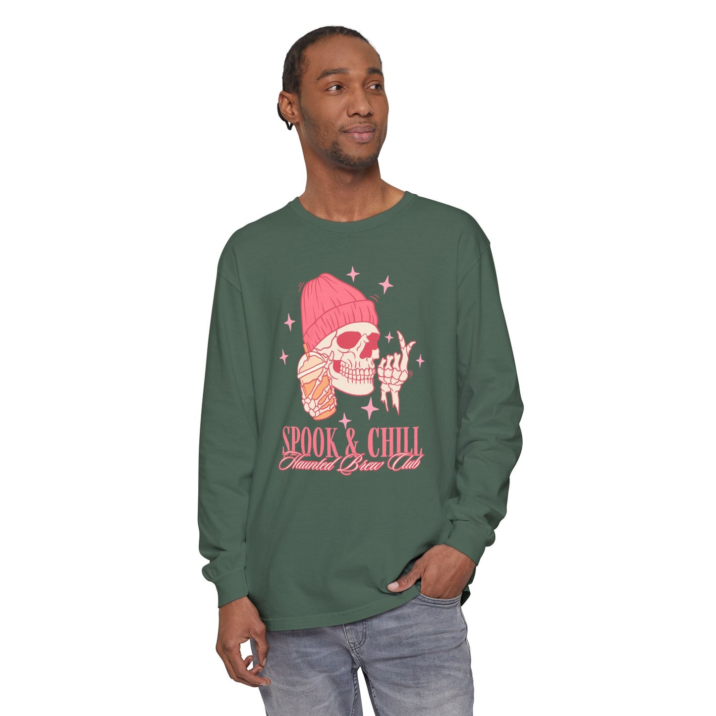 Spook & Chill Long Sleeve T-Shirt, Cozy Fall Fashion, Unisex Graphic Tee, Halloween Outfit, Trendy Gift for Friends