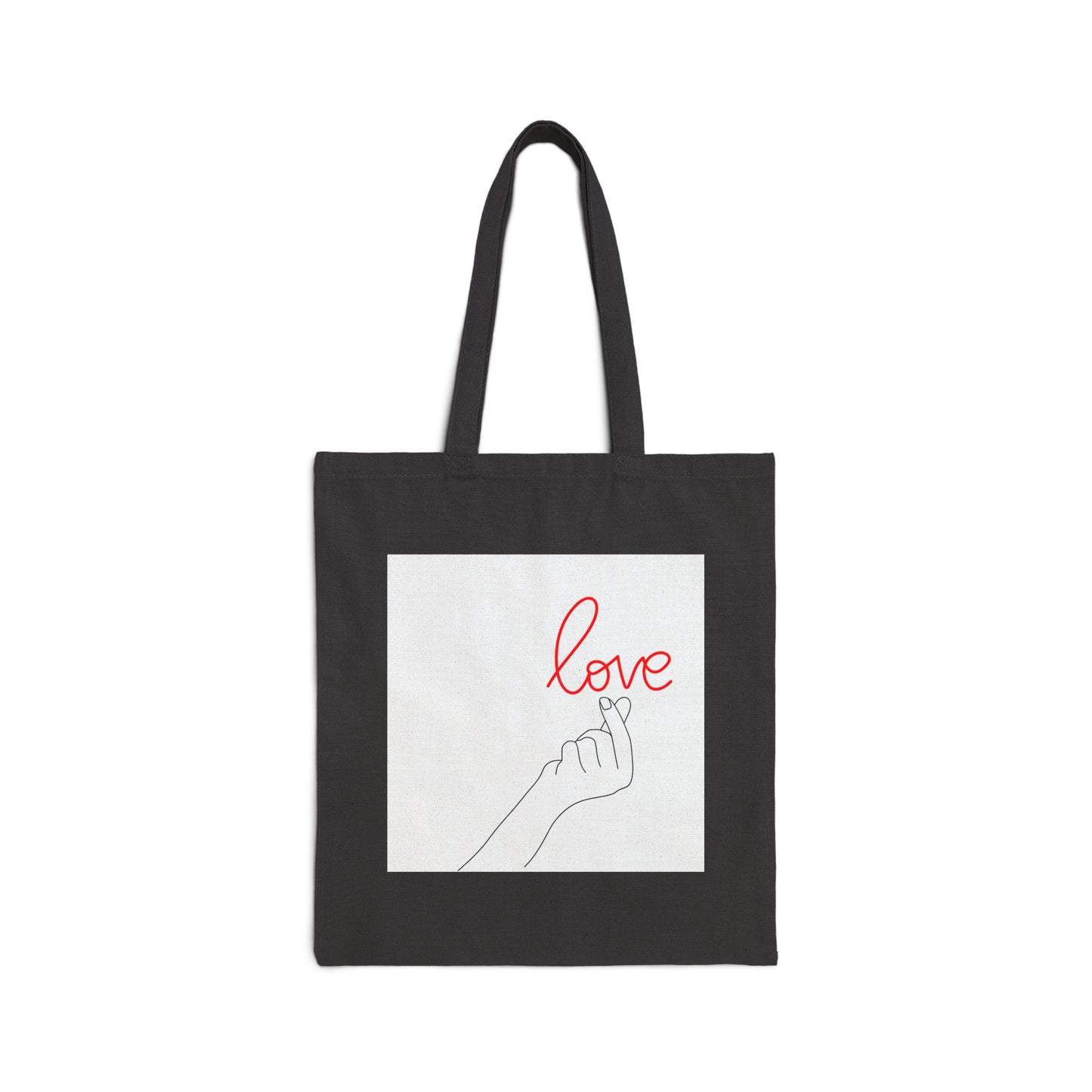 Love Hand Illustration Cotton Canvas Tote Bag