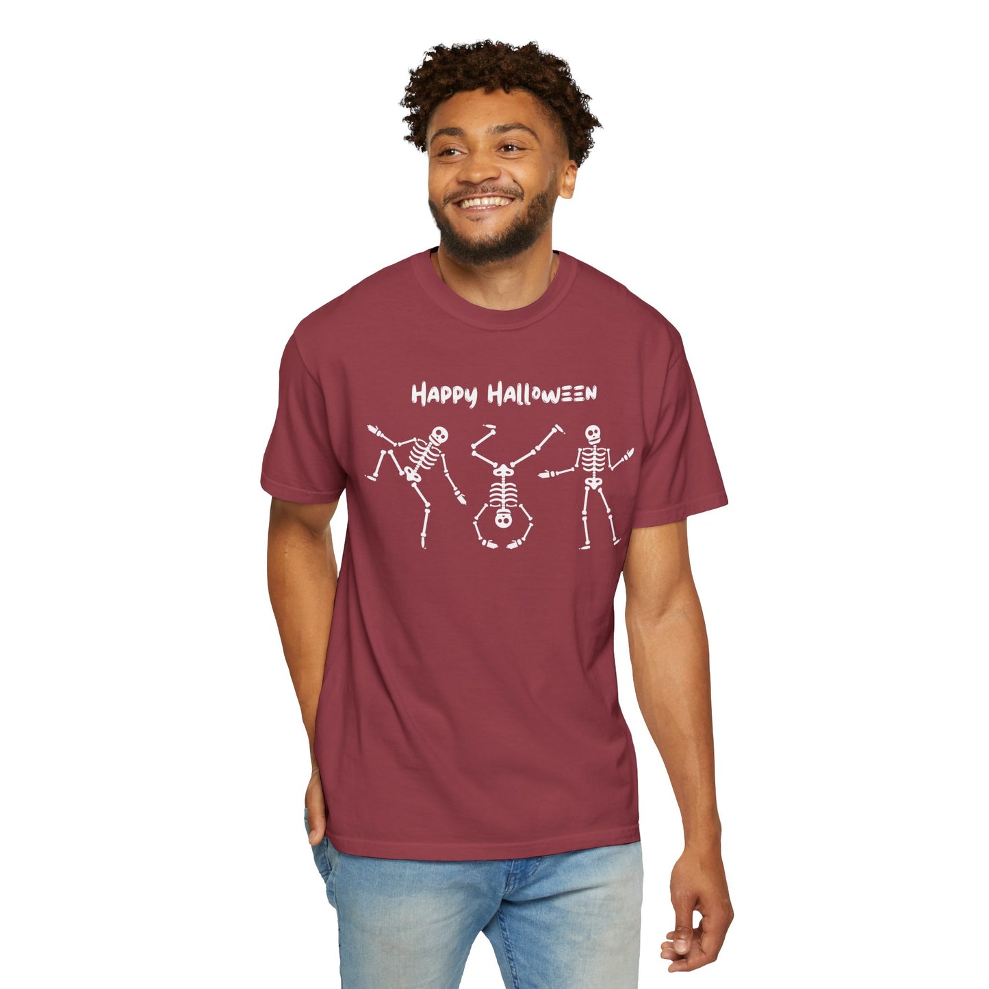 Happy Halloween Skeleton T-shirt, Unisex Halloween Tee, Spooky Season Shirt, Fall Festivity T-shirt, Fun Halloween Apparel