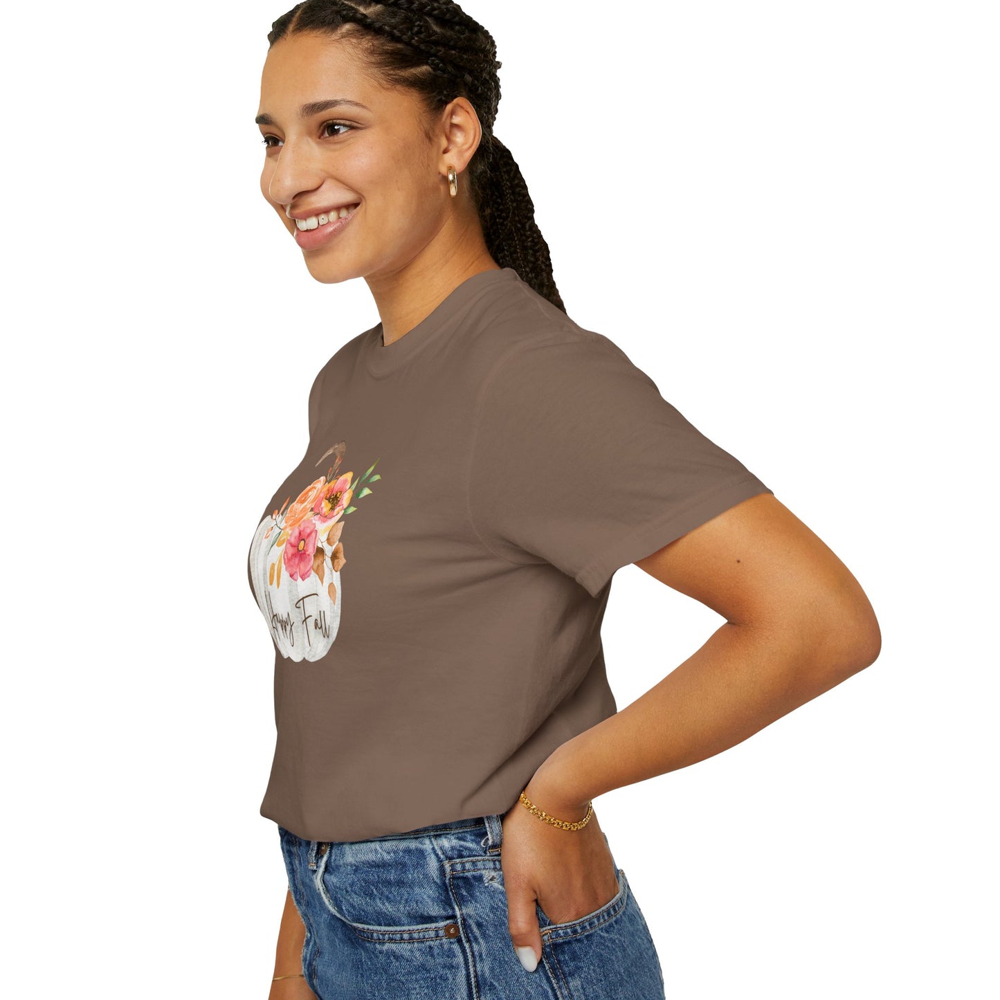 Happy Fall Pumpkin T-Shirt | Unisex Garment-Dyed Tee for Autumn, Thanksgiving, Fall Fashion, Pumpkin Lovers, Seasonal Style