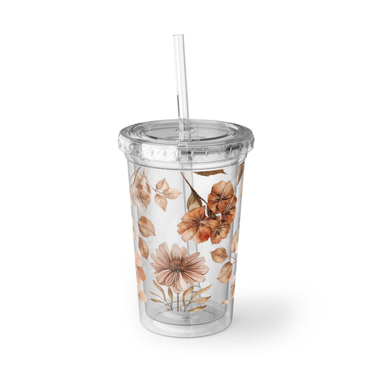 Floral Acrylic Cup, Tumblers for Summer, Stylish Travel Cup, Floral Drinkware, Gifts for Her, Eco-Friendly Cup
