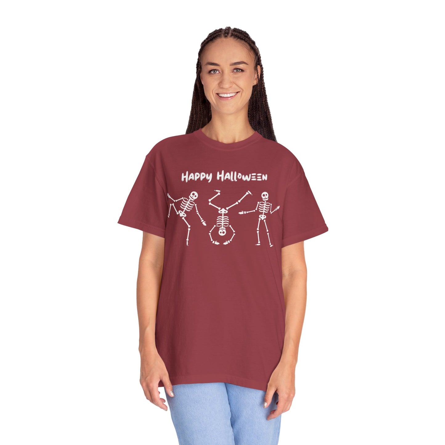 Happy Halloween Skeleton T-shirt, Unisex Halloween Tee, Spooky Season Shirt, Fall Festivity T-shirt, Fun Halloween Apparel
