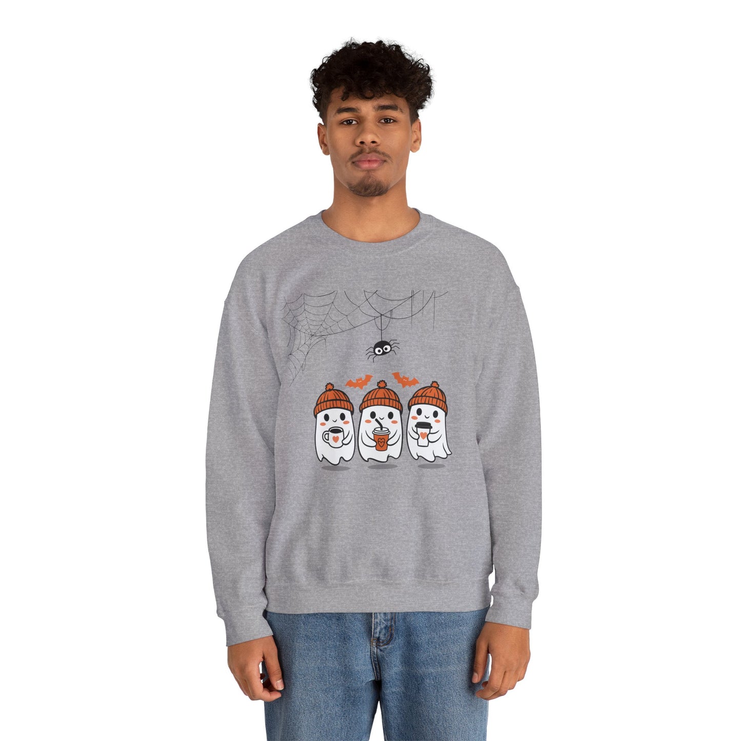 Cute Ghost Halloween Crewneck Sweatshirt, Spooky Season Sweatshirt, Halloween Apparel, Fall Fashion, Unisex Gift, Cozy Ghost Design