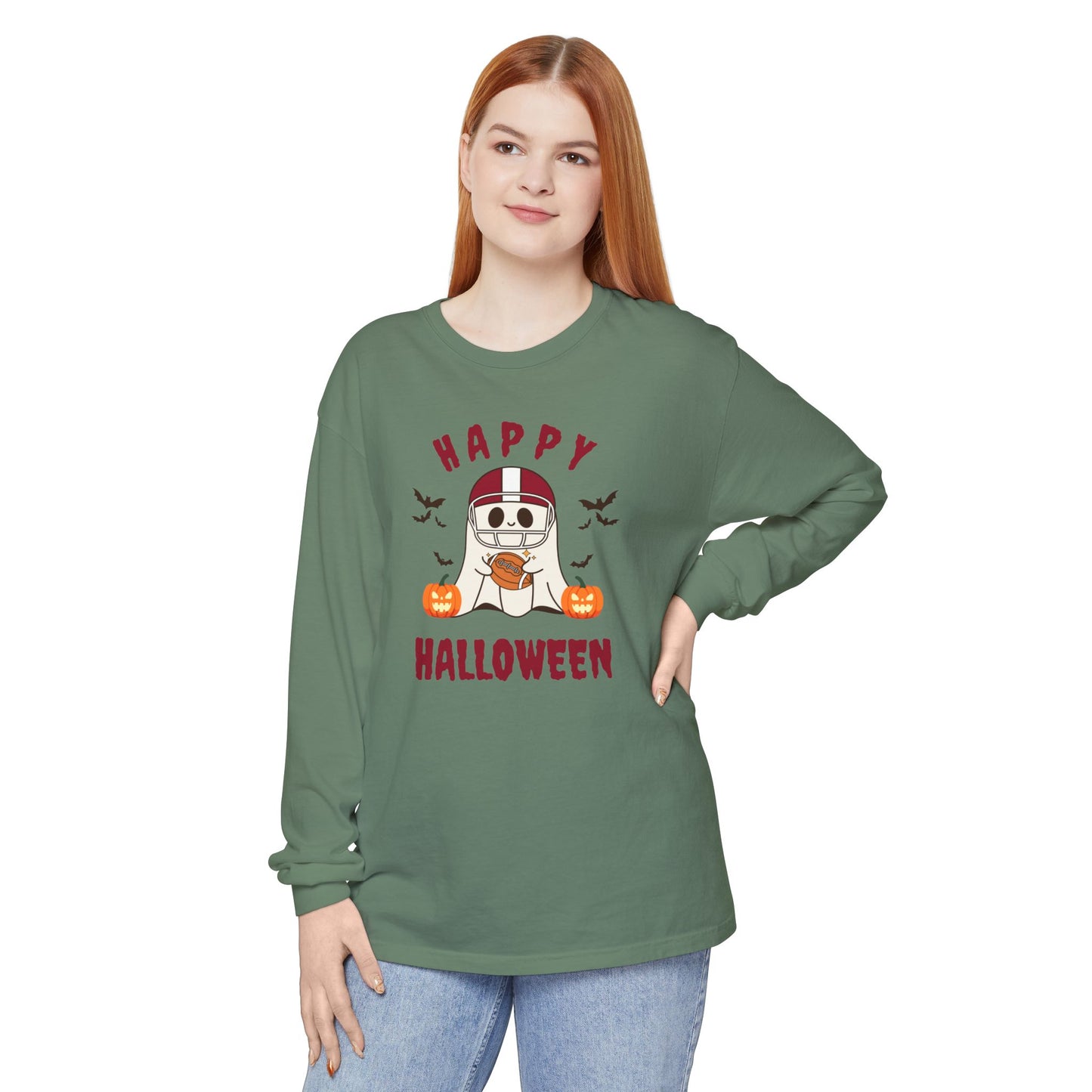 Halloween Unisex Long Sleeve T-Shirt, Cute Ghost Tee, Seasonal Apparel, Casual Halloween Outfit, Trick or Treat Shirt, October Fashion
