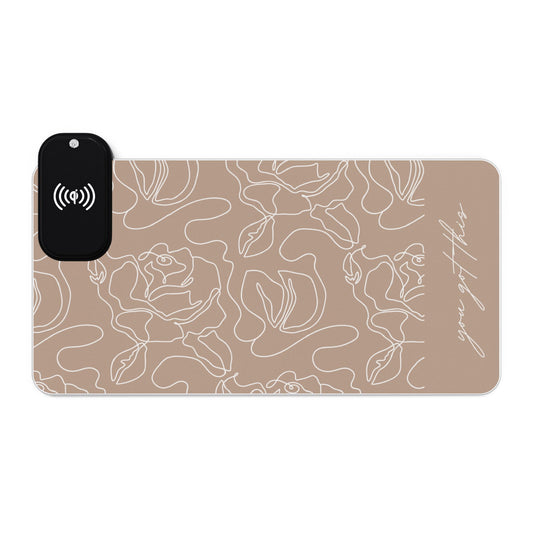 Floral LED Gaming Mouse Pad with Wireless Charging - Perfect for Gamers & Home Offices