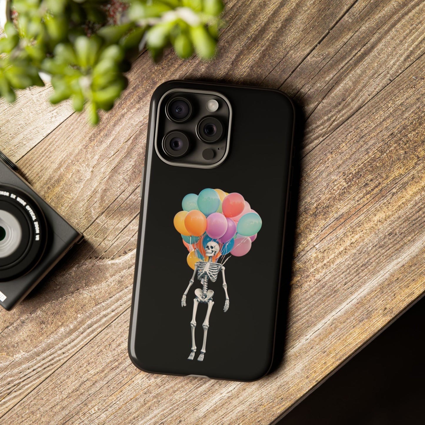 Skeleton Balloon Phone Case, Fun Halloween Gift, Unique Skeleton Design, Cute Phone Cover, Spooky Decor