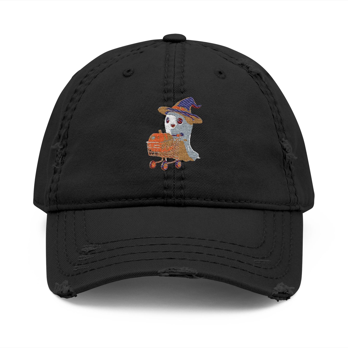 Distressed Hat with Embroidered Ghost Shopper Pumpkin Design, Casual Hat, Fall Accessory, Halloween Gift for Dad, Dad Cap, Spooky [...]