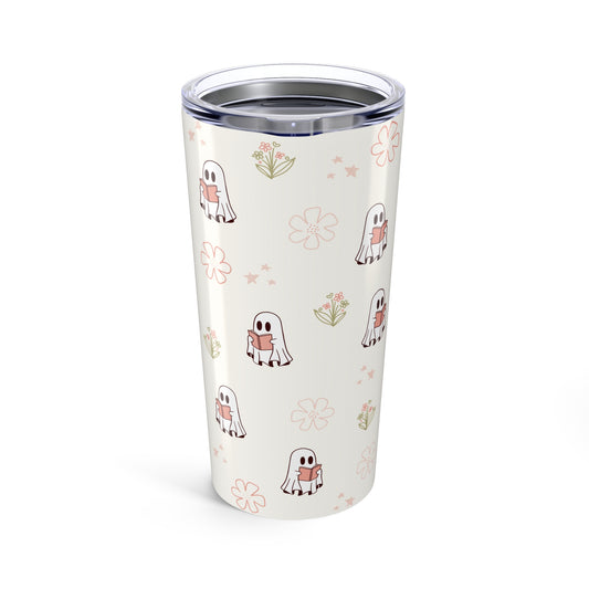 Cute Ghost Tumbler 20oz - Whimsical Travel Mug for Halloween, Fall, or Everyday; Perfect Gift for Friends, Home & Office Decor