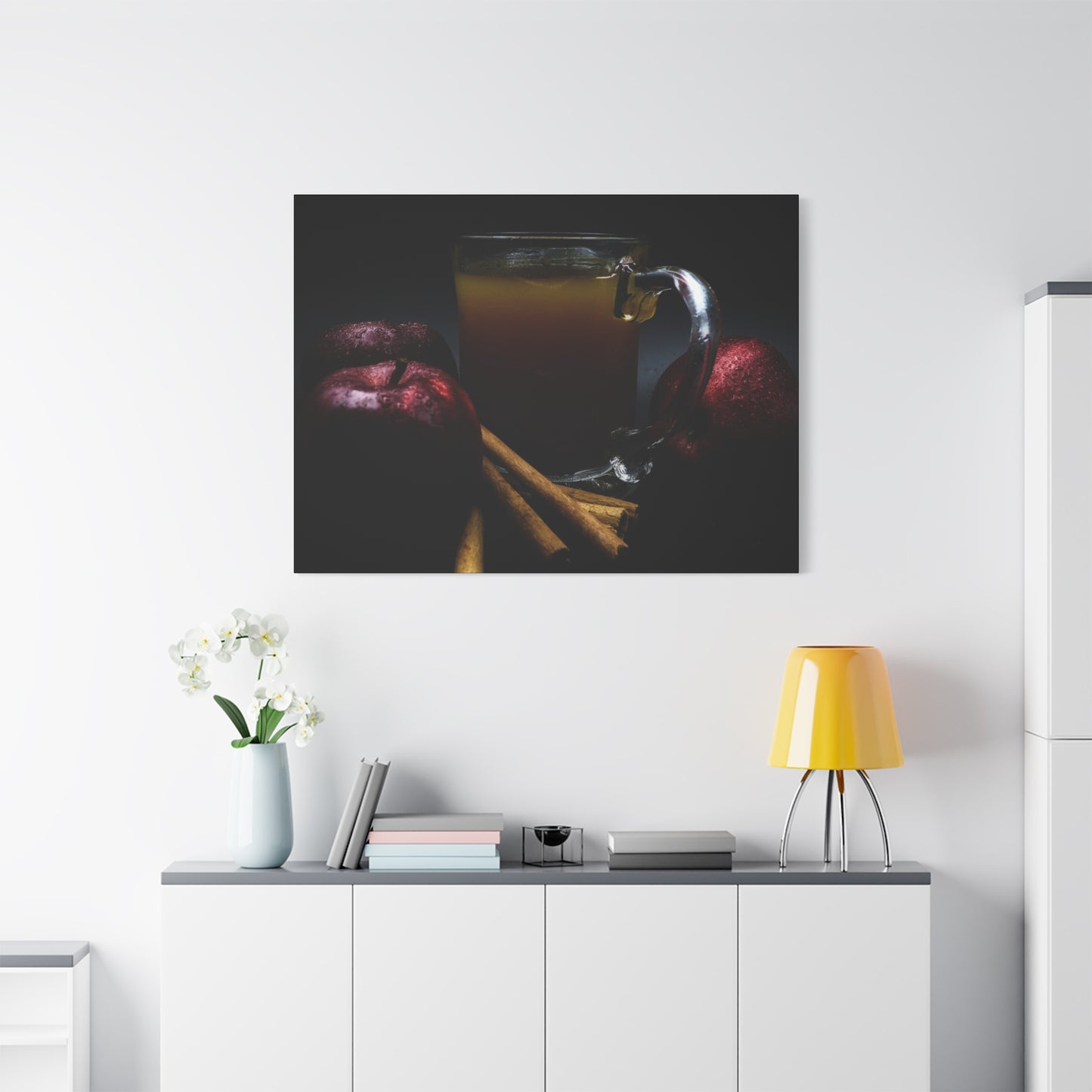 Warm Autumn Vibes Canvas Print, Cozy Home Decor, Gift for Fall Lovers, Harvest Wall Art, Cinnamon Apple Design