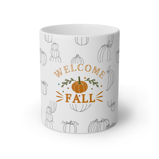 Fall Pumpkin Welcome Mug, 11oz Coffee Cup, Autumn Decor, Seasonal Drinkware, Thanksgiving Gift, Home and Kitchen